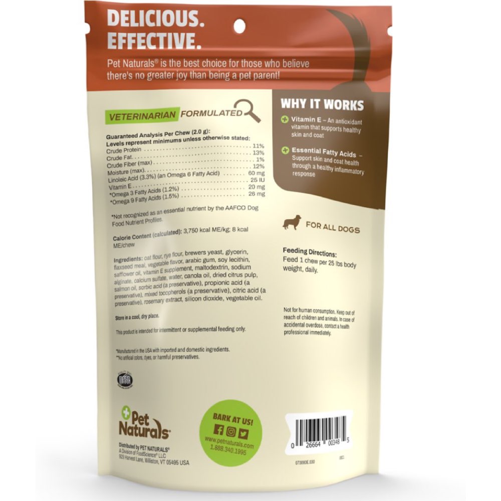 "Pet Naturals of Vermont Skin + Coat for Dogs, 30 Chews"