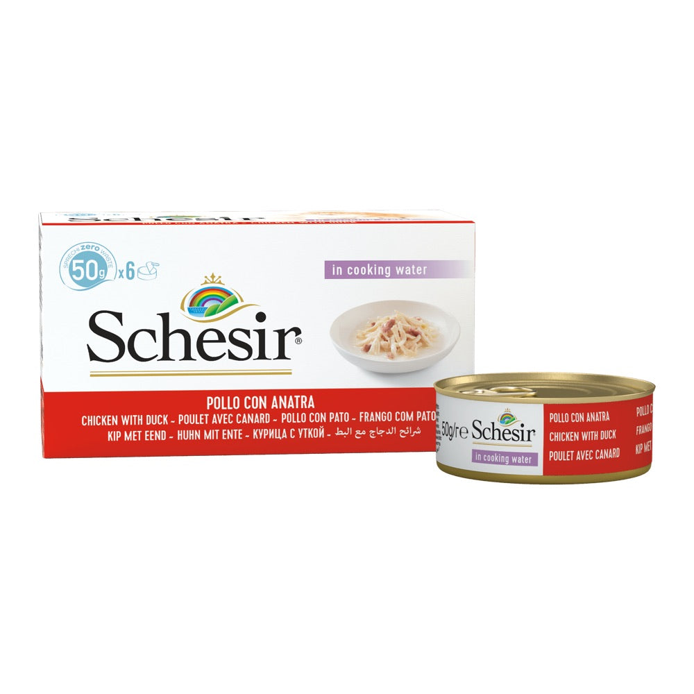 19% OFF: Schesir Chicken Fillets with Duck Adult Canned Cat Food Multipack 50g x 6