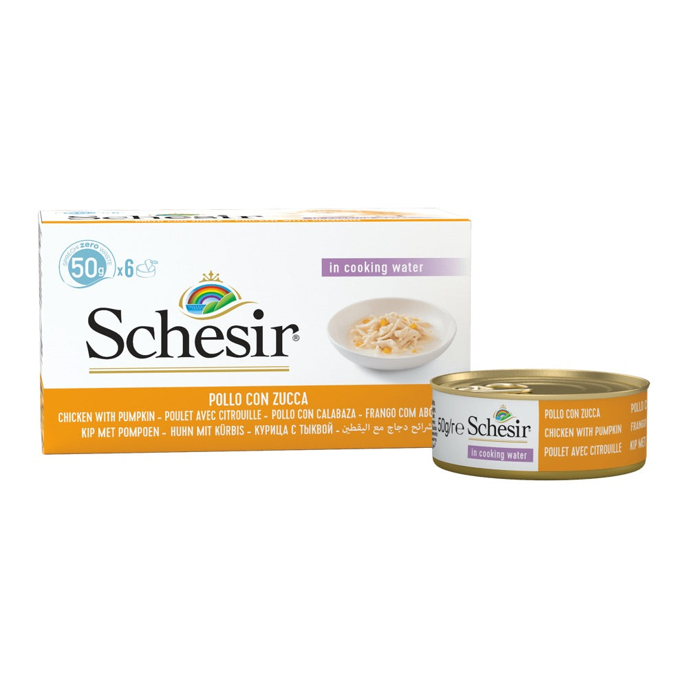 19% OFF: Schesir Chicken Fillets with Pumpkin Adult Canned Cat Food Multipack 50g x 6