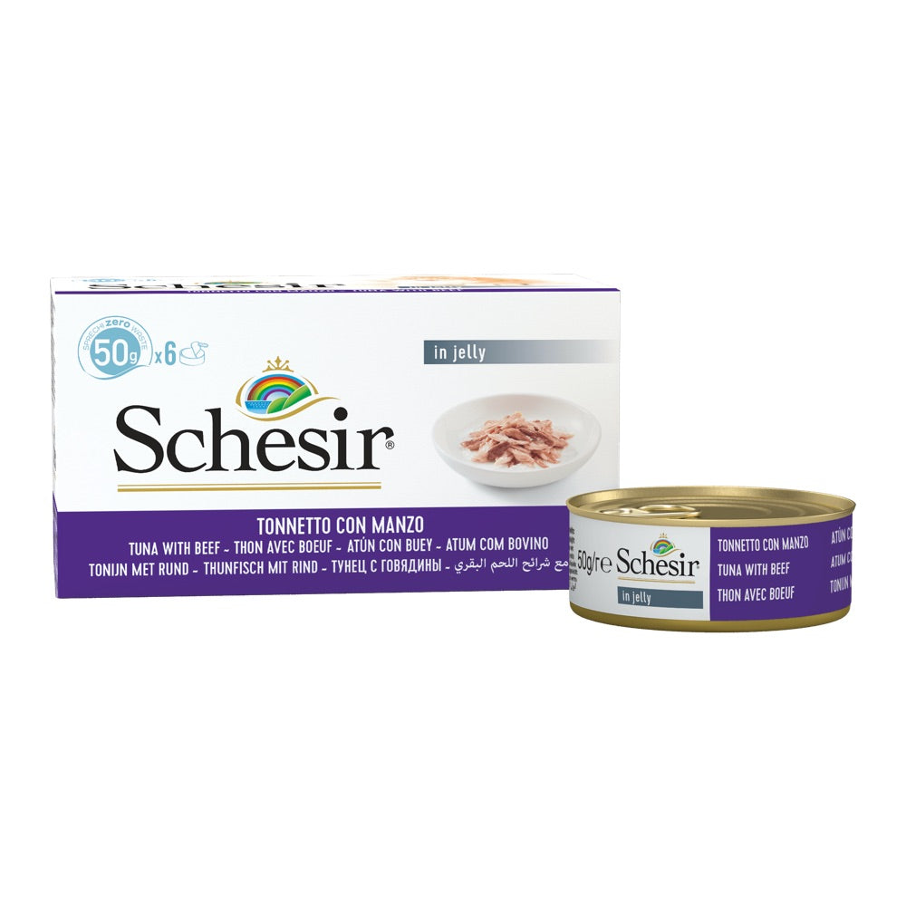 19% OFF: Schesir Tuna with Beef Fillets in Jelly Adult Canned Cat Food Multipack 50g x 6