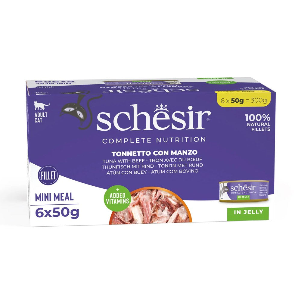 19% OFF: Schesir Tuna with Beef Fillets in Jelly Adult Canned Cat Food Multipack 50g x 6