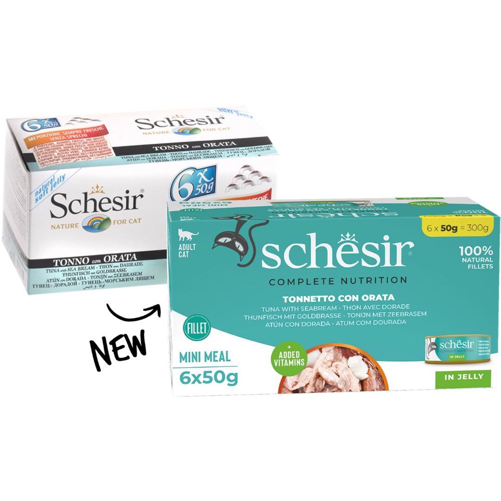 19% OFF: Schesir Tuna with Seabream in Natural Jelly Adult Canned Cat Food Multipack 50g x 6