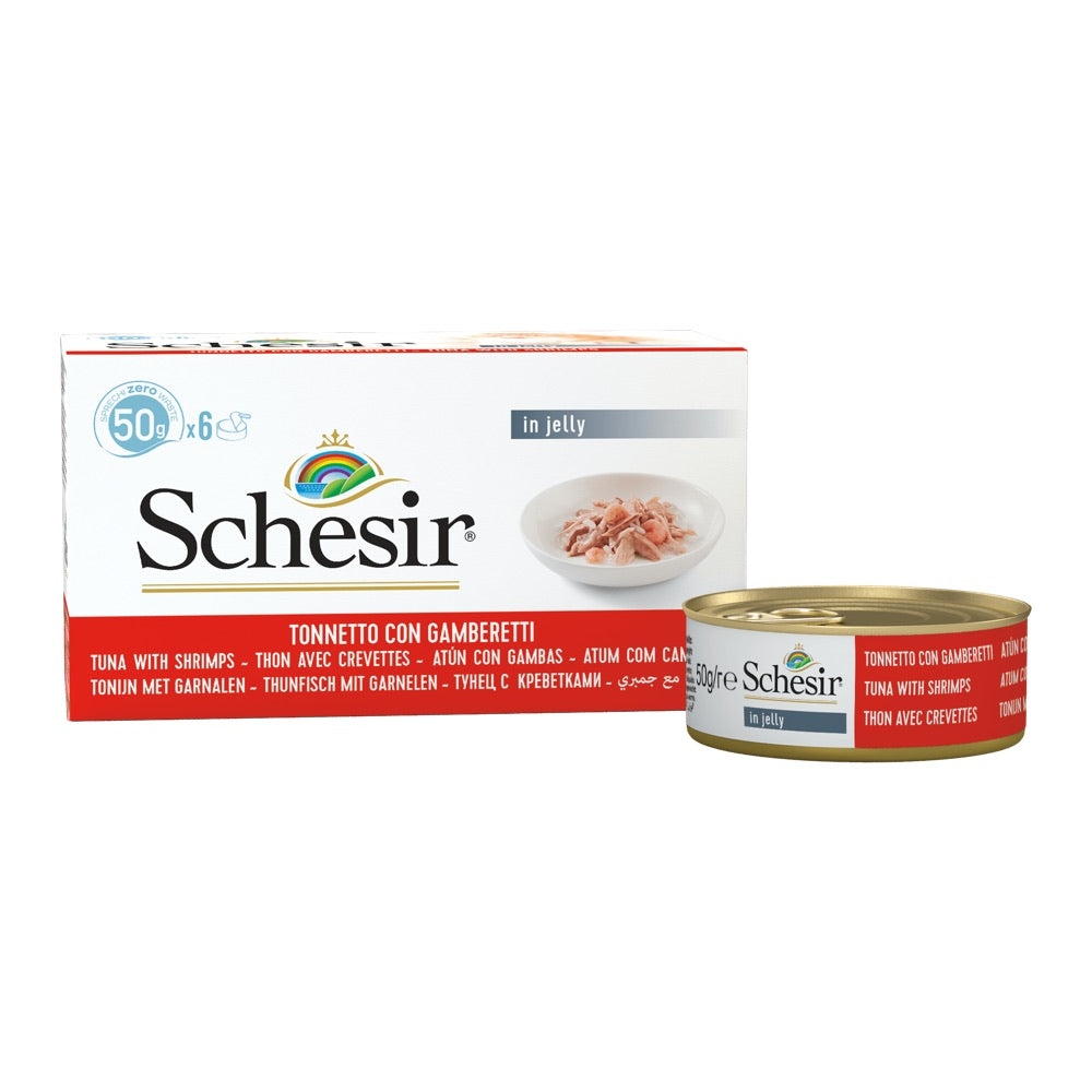19% OFF: Schesir Tuna with Shrimps in Natural Jelly Adult Canned Cat Food Multipack 50g x 6