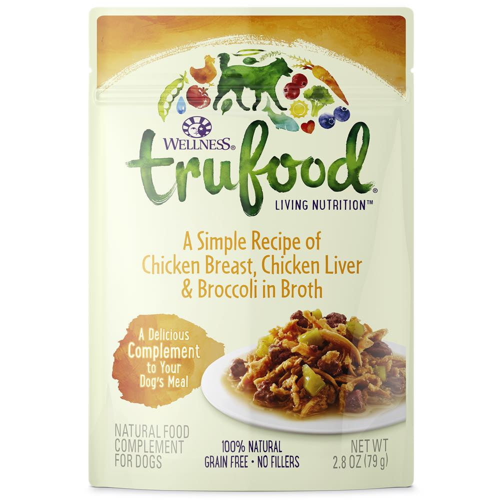"BUY 3 GET 1 FREE: Wellness TruFood Meal Complements Chicken Breast, Chicken Liver & Broccoli Pouch Dog Food 2.8oz"