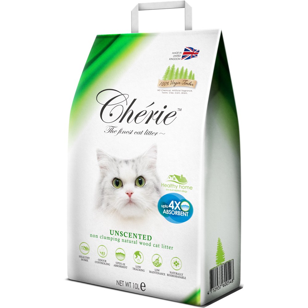 Cherie Unscented Non-Clumping Natural Wood Cat Litter 10L