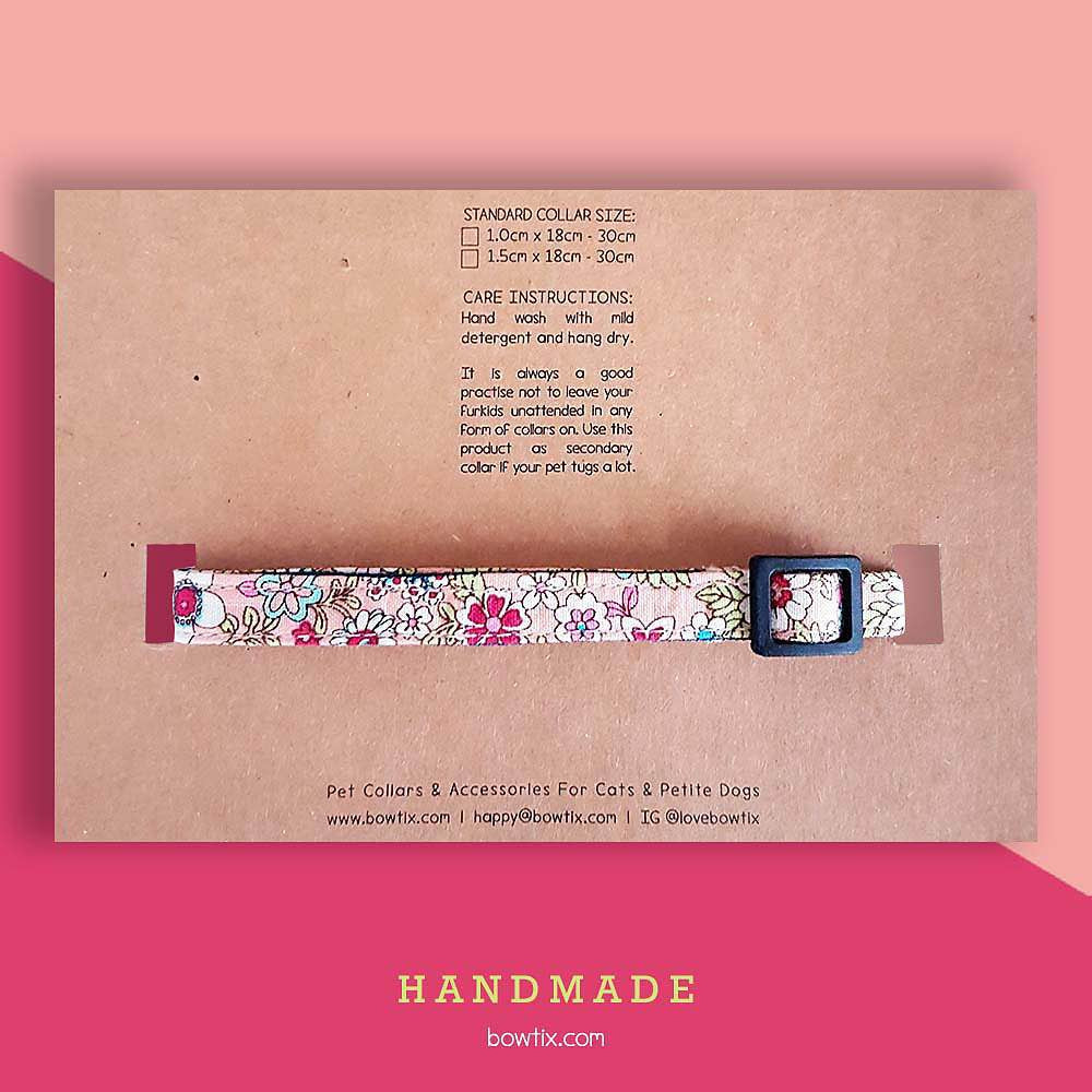 Bowtix Handmade Cat Collar With Removable Bowtie - Gardenful of Pink