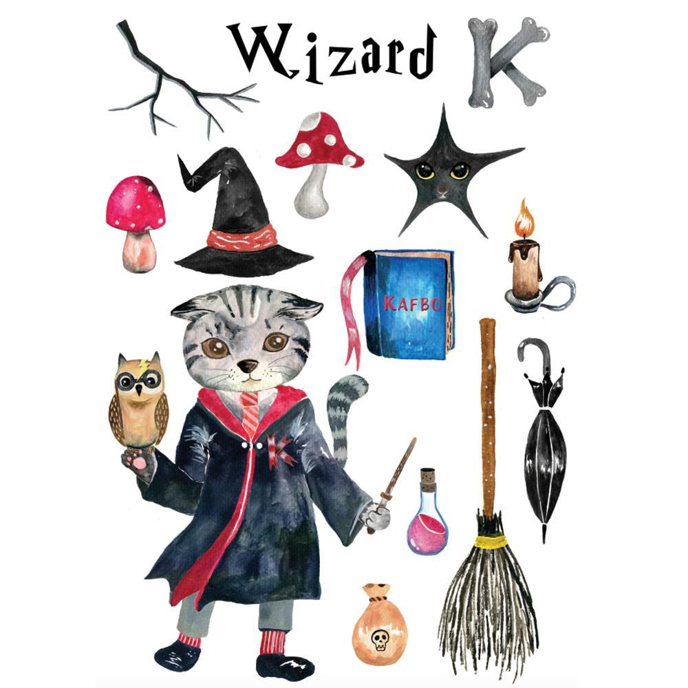 Kafbo Castle Cat Cube With The Wizard Sticker (The Silver Cat)