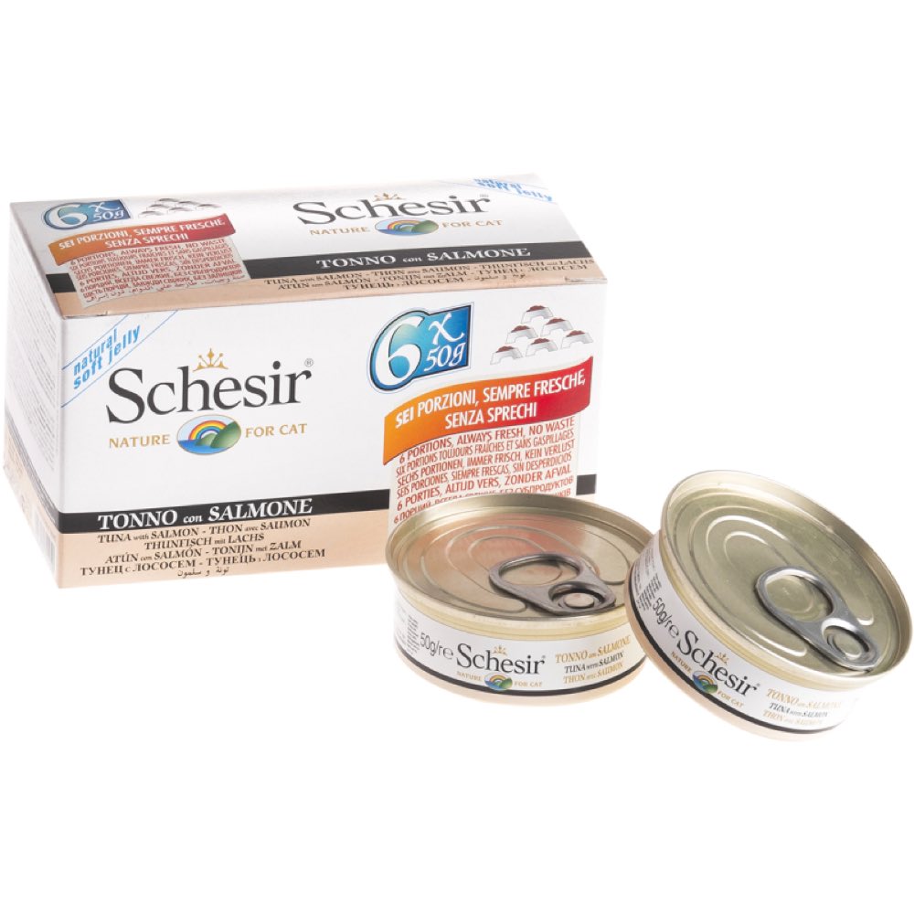 19% OFF: Schesir Tuna with Salmon in Natural Jelly Adult Canned Cat Food Multipack 50g x 6