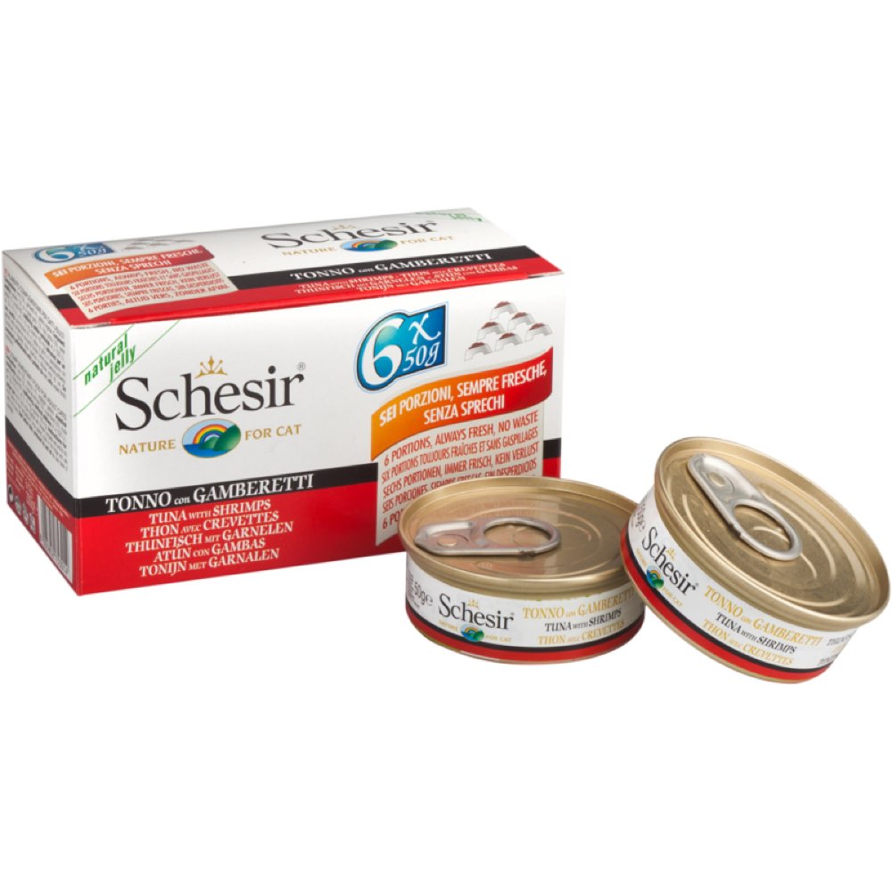 19% OFF: Schesir Tuna with Shrimps in Natural Jelly Adult Canned Cat Food Multipack 50g x 6