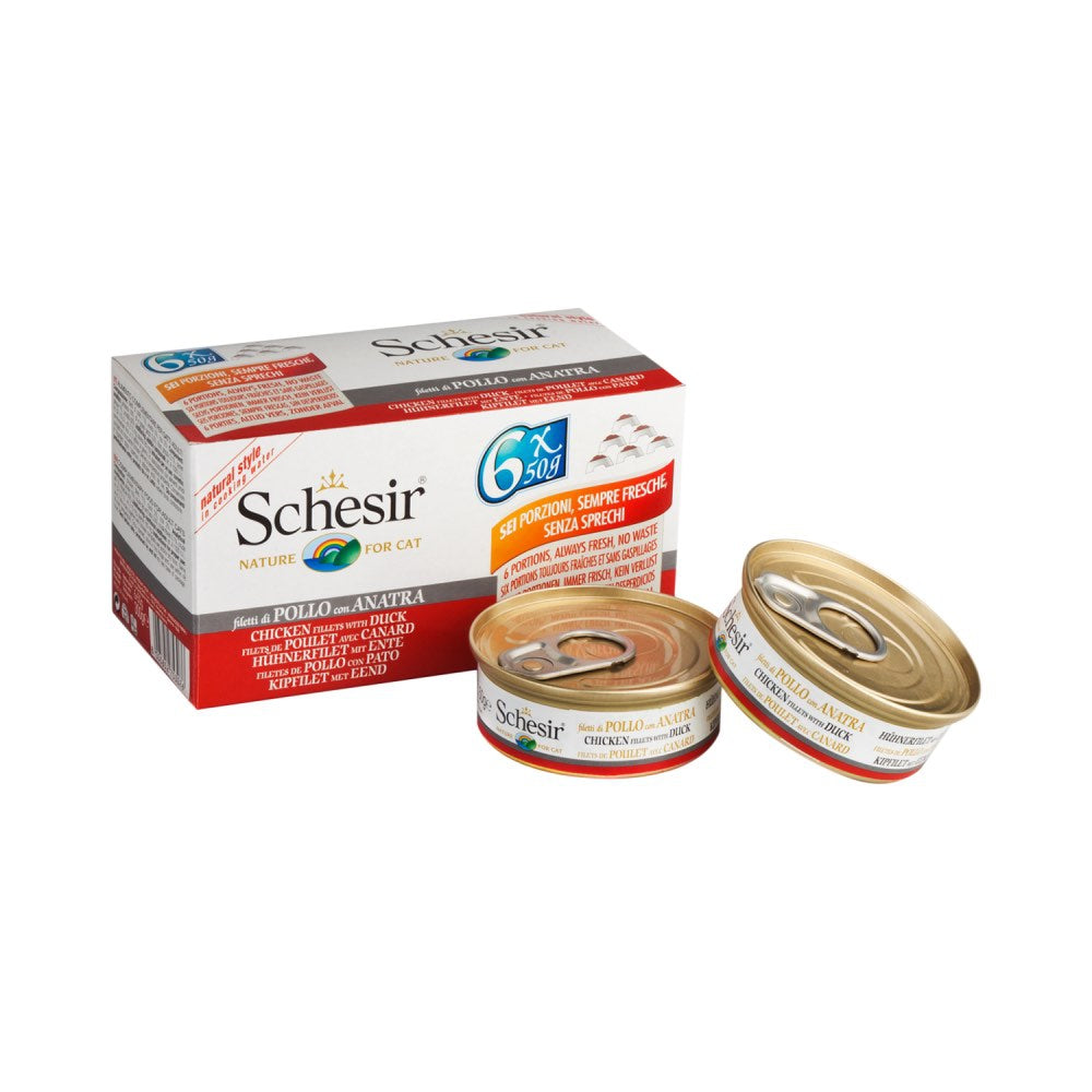 19% OFF: Schesir Chicken Fillets with Duck Adult Canned Cat Food Multipack 50g x 6