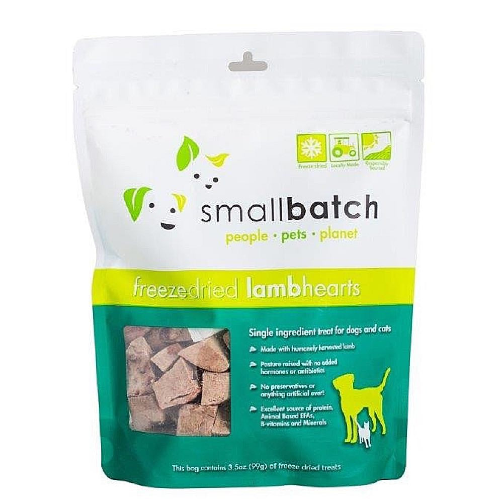 Smallbatch Lamb Hearts Freeze Dried Cat & Dog Treats 3.5oz (Exp 23Nov25)