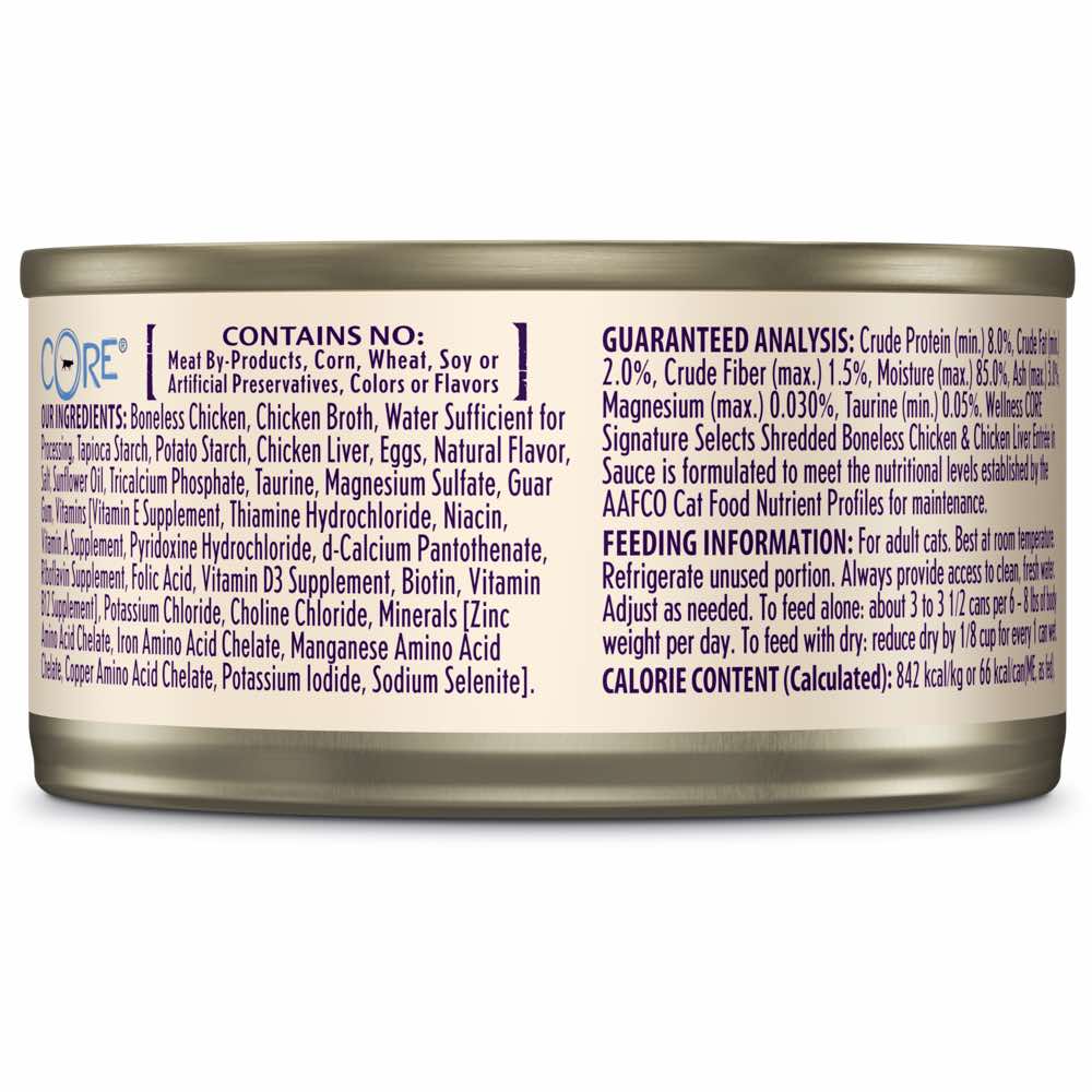 Wellness CORE Signature Selects Shredded Chicken & Chicken Liver Grain-Free Canned Cat Food
