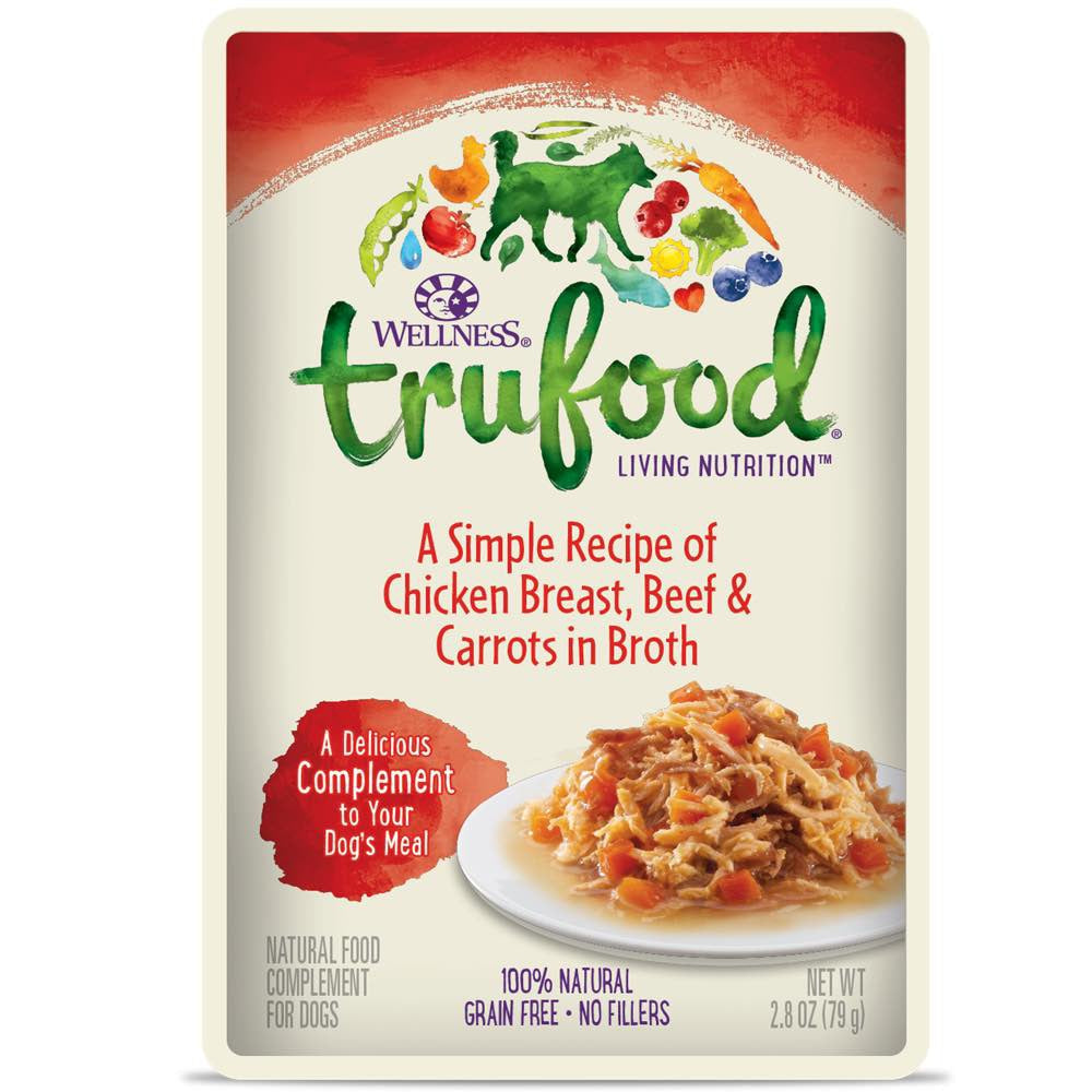"Wellness TruFood Meal Complements Chicken Breast, Beef & Carrots Pouch Dog Food 2.8oz"