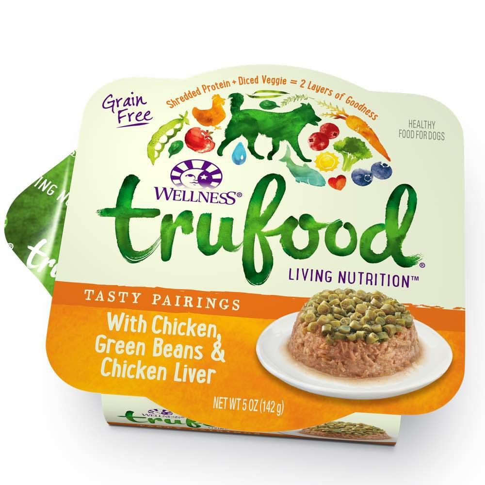 "BUY 3 GET 1 FREE: Wellness TruFood Tasty Pairings Chicken, Green Beans & Chicken Liver Cup Tray Dog Food 5oz"
