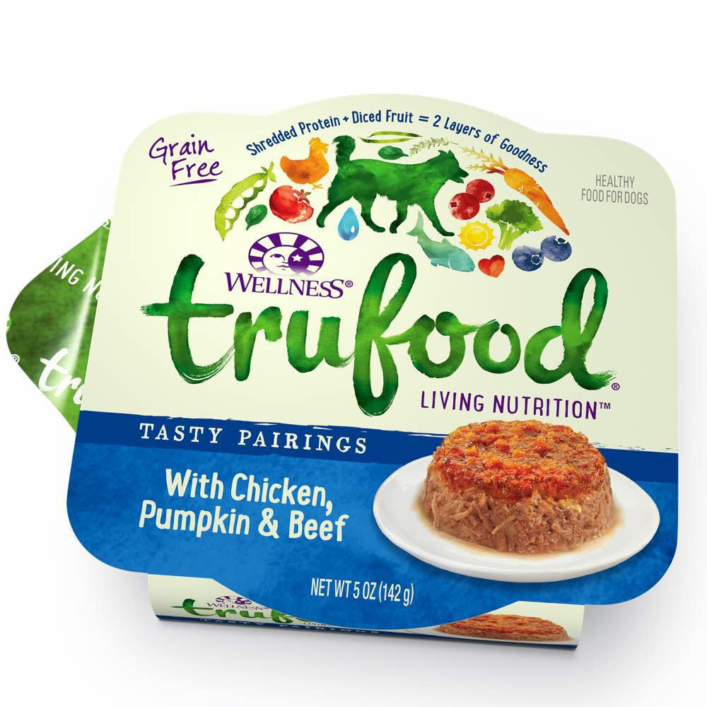 "Wellness TruFood Tasty Pairings Chicken, Pumpkin & Beef Cup Tray Dog Food 5oz"