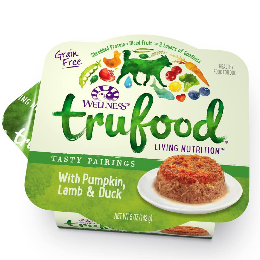 "BUY 3 GET 1 FREE: Wellness TruFood Tasty Pairings Pumpkin, Lamb & Duck Cup Tray Dog Food 5oz"